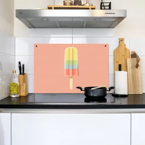 Waterijsje - Pasteltinten - Minimalistisch Inductie beschemer met haakjes klein -sfeer2