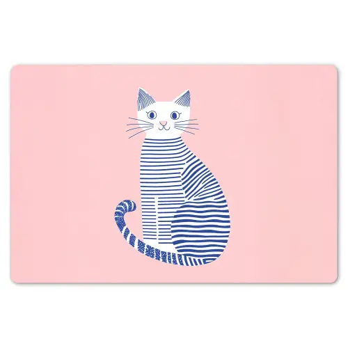 Kat - Illustratie - Minimalistisch - Roze Placemat vinyl groot -zzsfeer1_Kitchenyeah-website