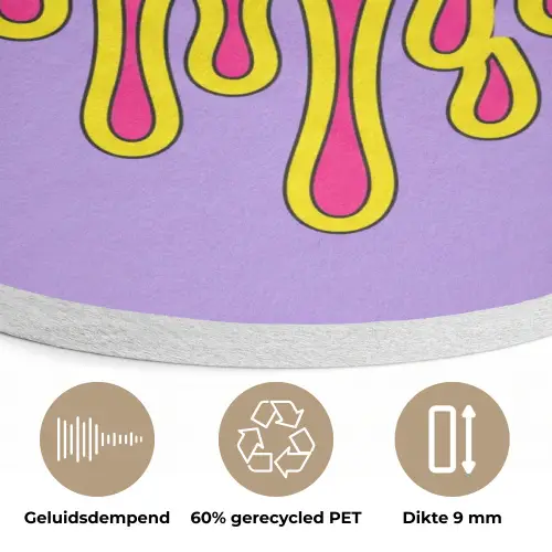 Smiley - Drip - Neon Akoestische PET Vilt - Rond klein -closeup_NL