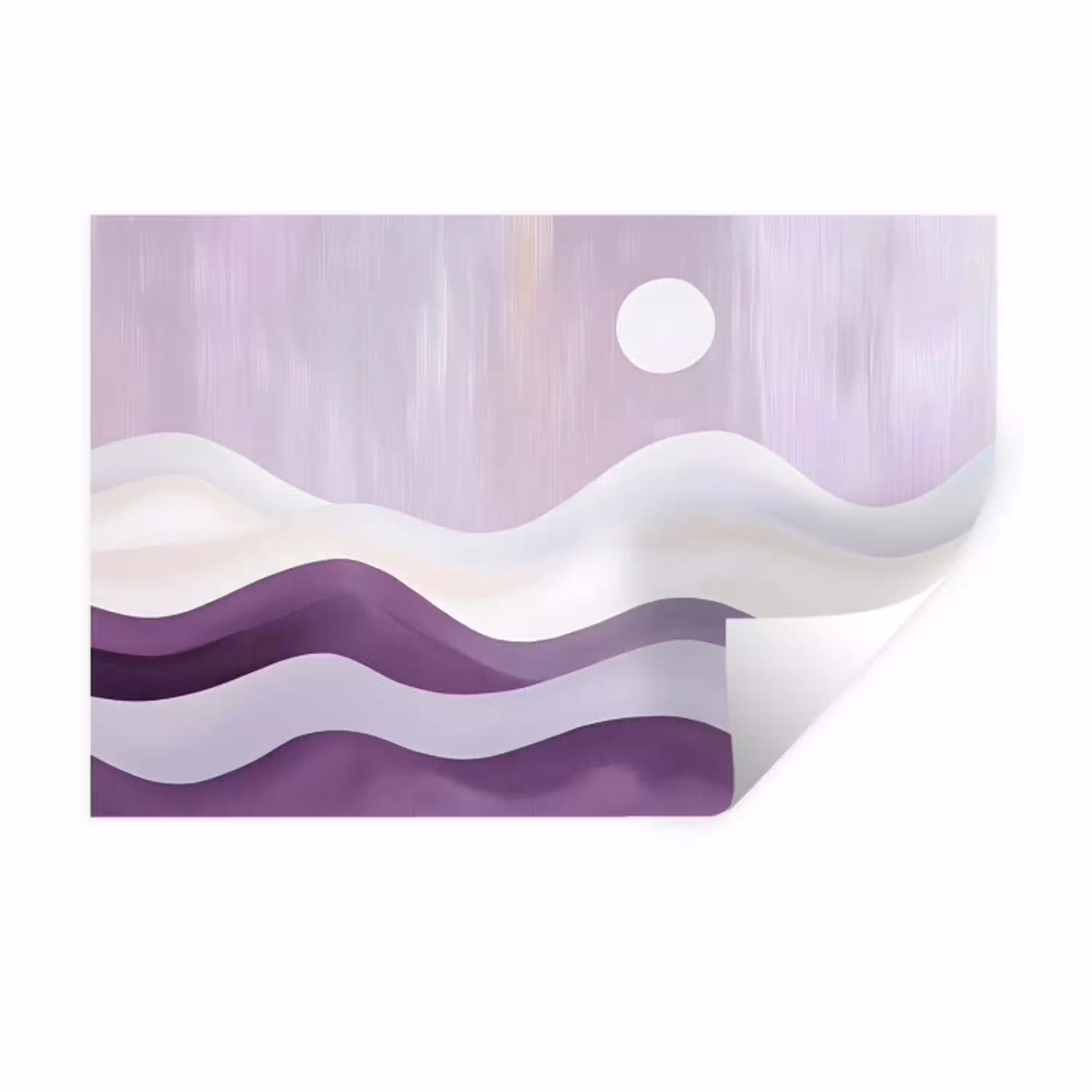 Golven - Heuvels - Abstract - Paars Muursticker klein -3d