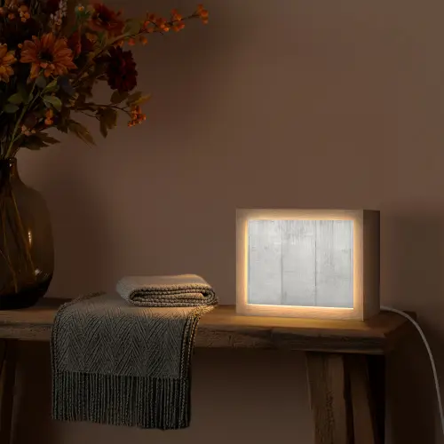 Grijs - Betonlook - Industrieel Light Box met kabel (Tafellamp) klein -sfeer4