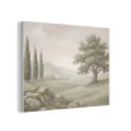 Heuvellandschap - Bomen - Natuur - Groen PET vilt klein -3d