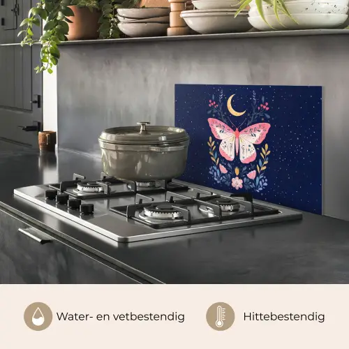 Vlinder - Maan - Bloemen - Sterrenhemel keuken achterwand spatscherm klein -usp_NL