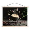 Cappuccino - Kop - Bonen - Bruin textielposter latten blank klein -3d