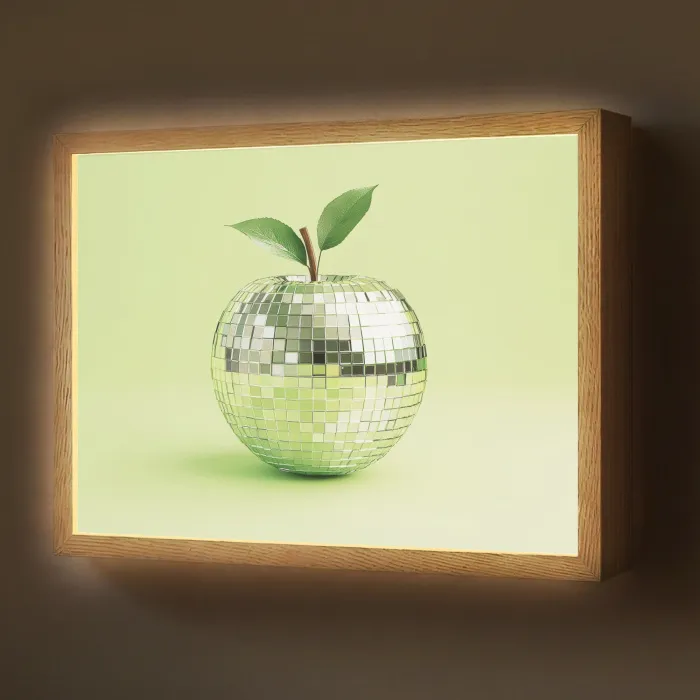 Groen - Disco - Decoratie - Appel Light Box met batterij (Wandlamp) middel -z3d_website