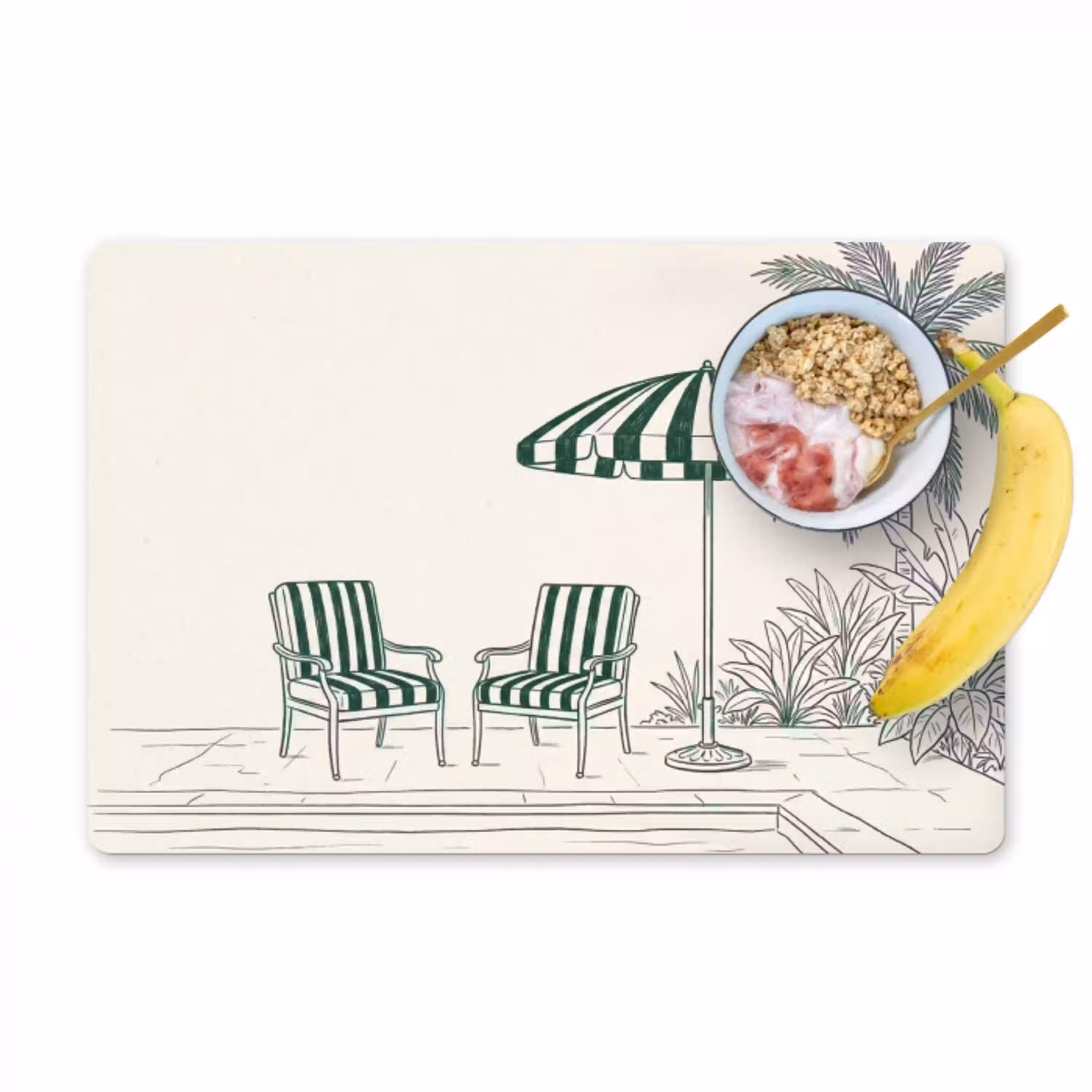 Terras - Illustratie - Groen Placemat vinyl groot -zzzproduct_Kitchenyeah-website