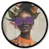 Vrouw - Zonnebril - Vlinder - Bloemen Fotolijst rond zonder passe partout klein -3d