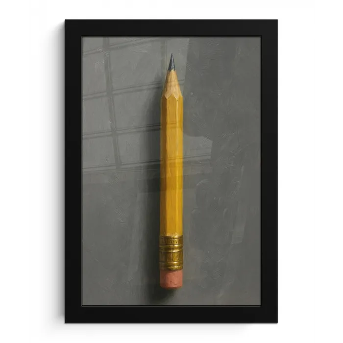 Potlood - Schilderij - Geel fotolijst zwart zonder passe partout klein -3d