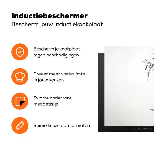 Bamboestammen - Water - Minimalistisch - Wit Inductie beschermer vinyl 3mm klein -zzzzzzz-td-ups