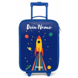 Raket - Sterren - Planeet - Ruimte Kinderkoffer - Blauw klein -zz3dotto