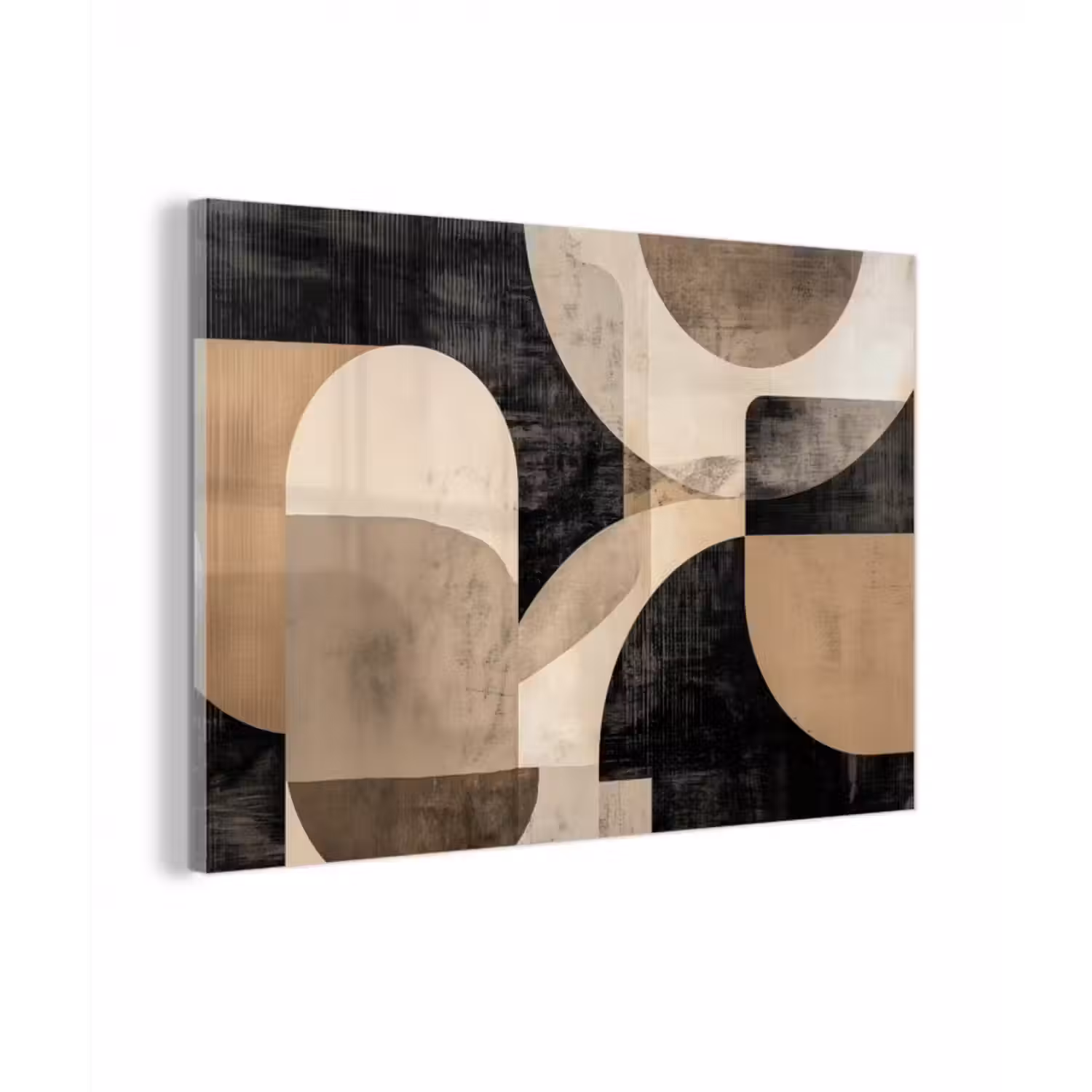 Glasbild - Abstrakt - Formen - Modern - Beige