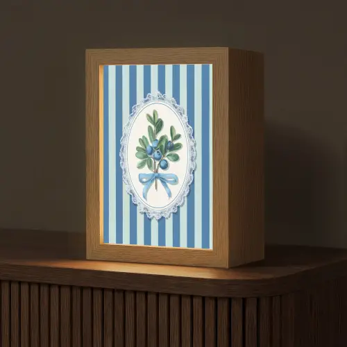Illustratie - Bessen - Blauw - Strepen Light Box met kabel (Tafellamp) klein -z3d_website