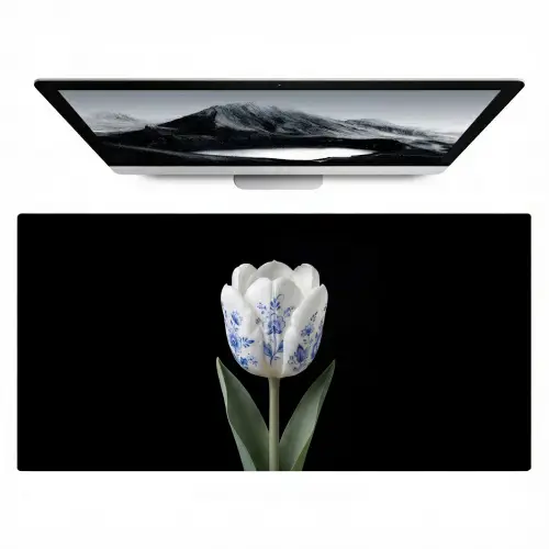 Tulp - Patroon - Blauw Muismat XXL klein -zzz3d
