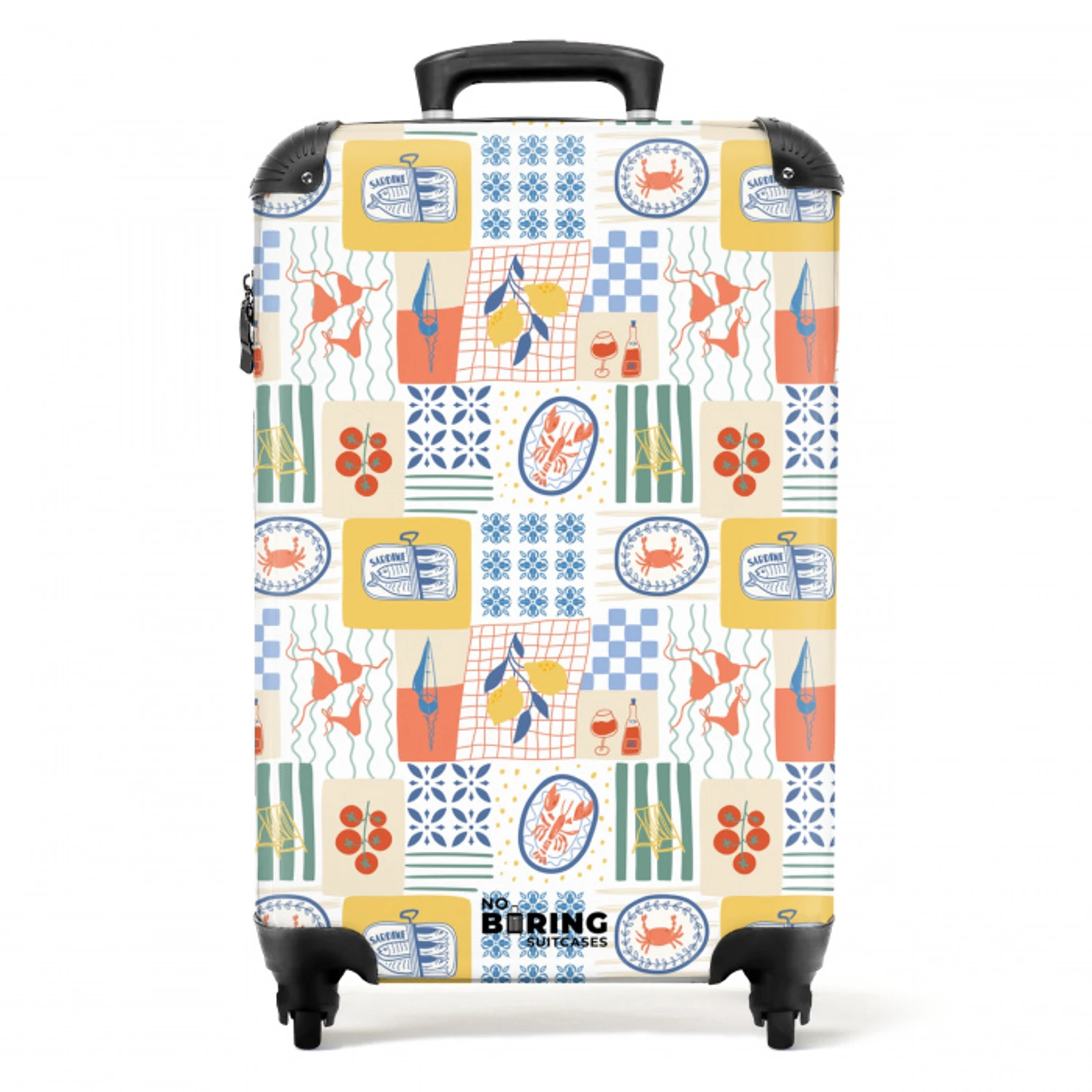 Italiaanse zomer print kleurrijk NBS - Handbagage koffer - Volwassenen Unisex middel -productfoto_recht