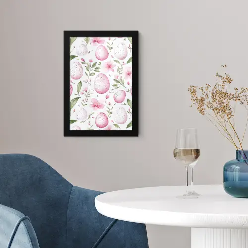 Patroon - Eieren - Roze - Pasen fotolijst zwart zonder passe partout klein -sfeer4