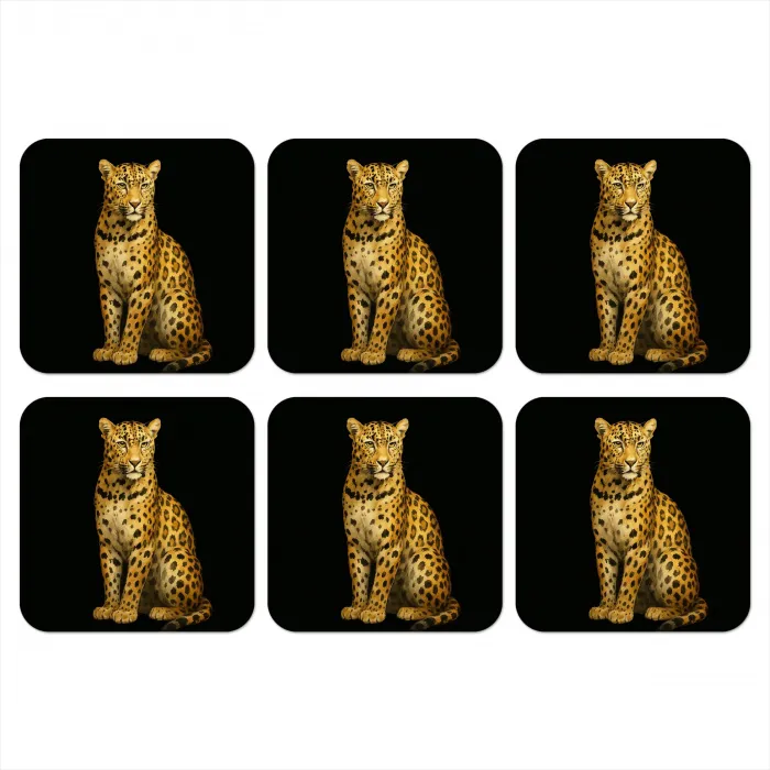 Panter - Realistisch - Bruin onderzetter kurk middel -3d