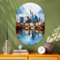 Bomen Frankfurt- Stad - Skyline - Brug Wandcirkel Ovaal Glas middel -sfeer2