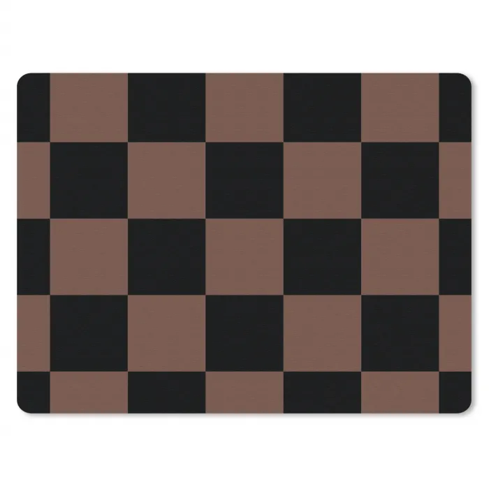 Schaakbord print - Bruin - Zwart - Blokjes muismat rubber klein -3d