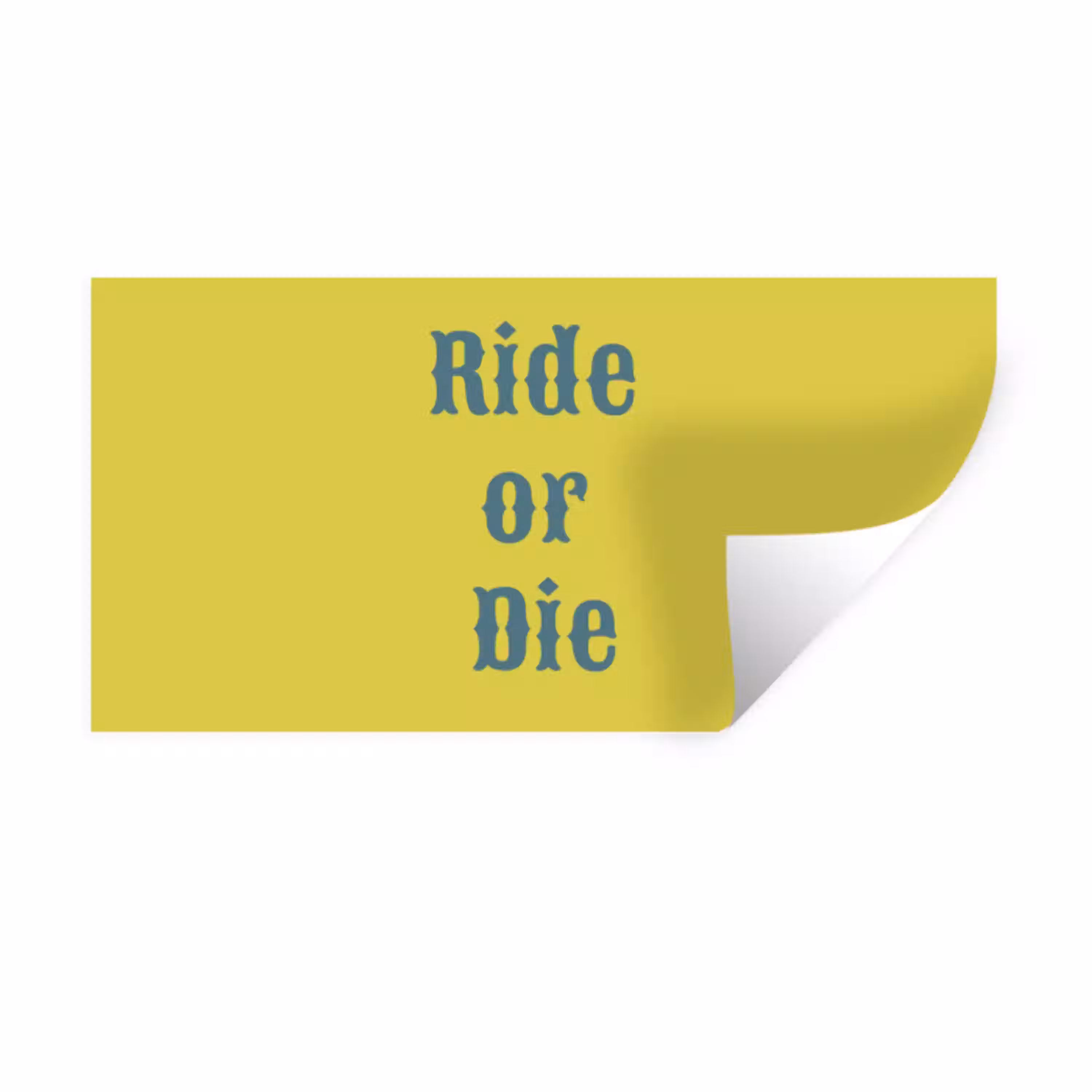 Ride or die - Geel - Blauw Muursticker klein -3d