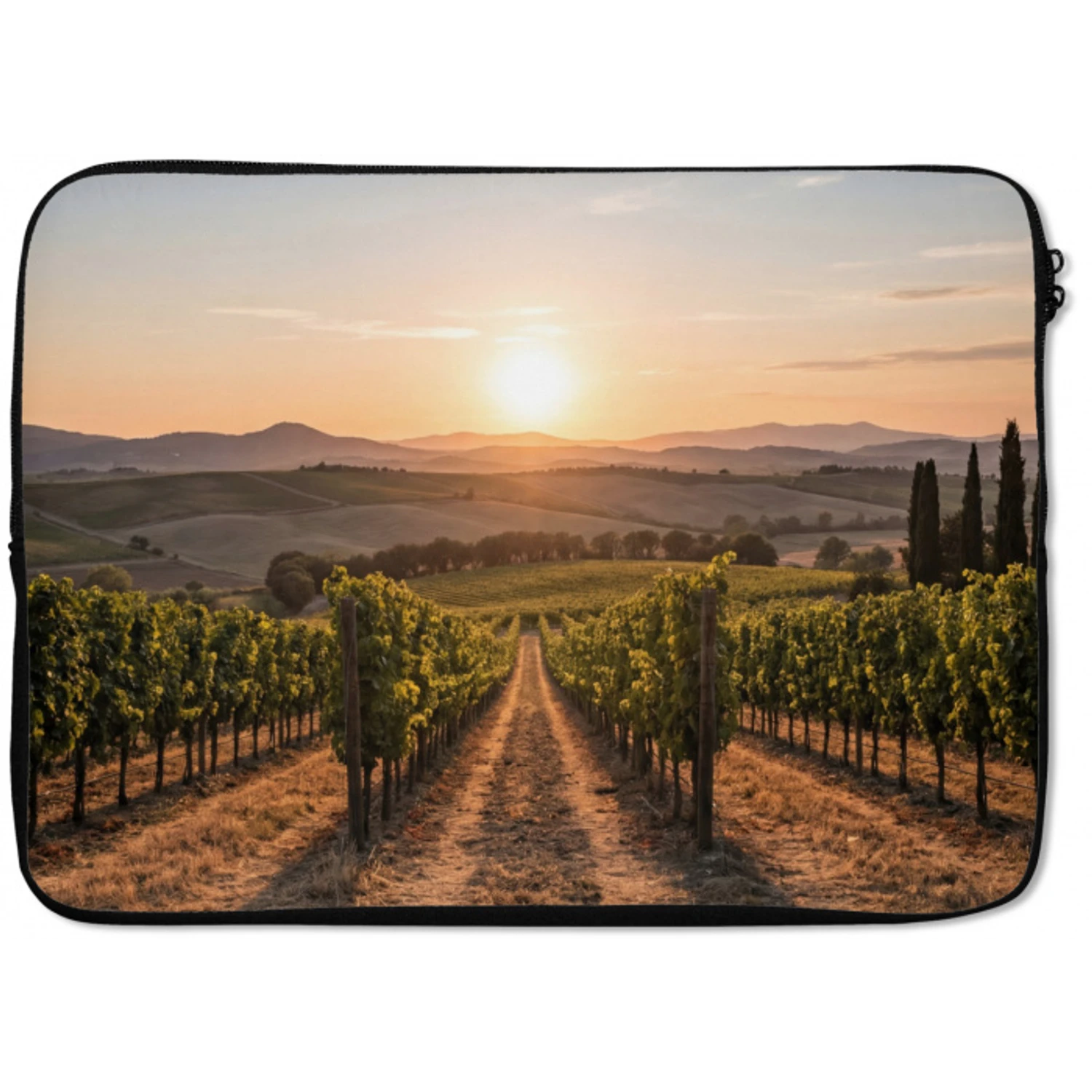 Wijngaard - Zonsondergang - Landschap laptophoes neopreen klein -zkaufland3dotto