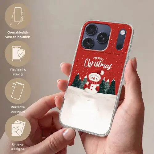Kerstgroet - Sneeuw - Rood Telefoonhoesje iPhone 17 Pro klein -sfeer3_NL