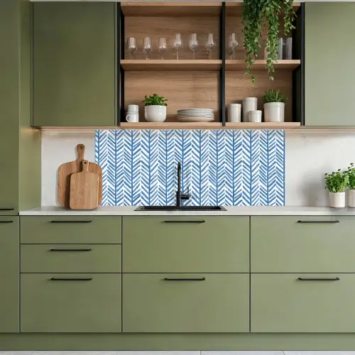 Patroon - Streep - Blauw keuken achterwand 2 middel 871 -sfeer3
