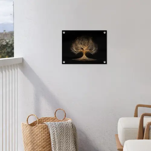 Lichtjes - Boom - Abstract - Zwart tuinposter los doek klein -sfeer8