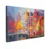 Grachtenpanden - Kunst - Schilderij - Amsterdam canvas 2cm klein -z3d