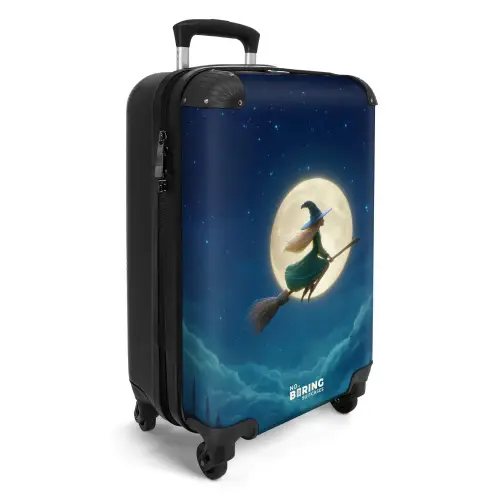 Heks op een bezem in de nacht NBS - Handbagage koffer - Kinderen Unisex middel -productfoto_3d