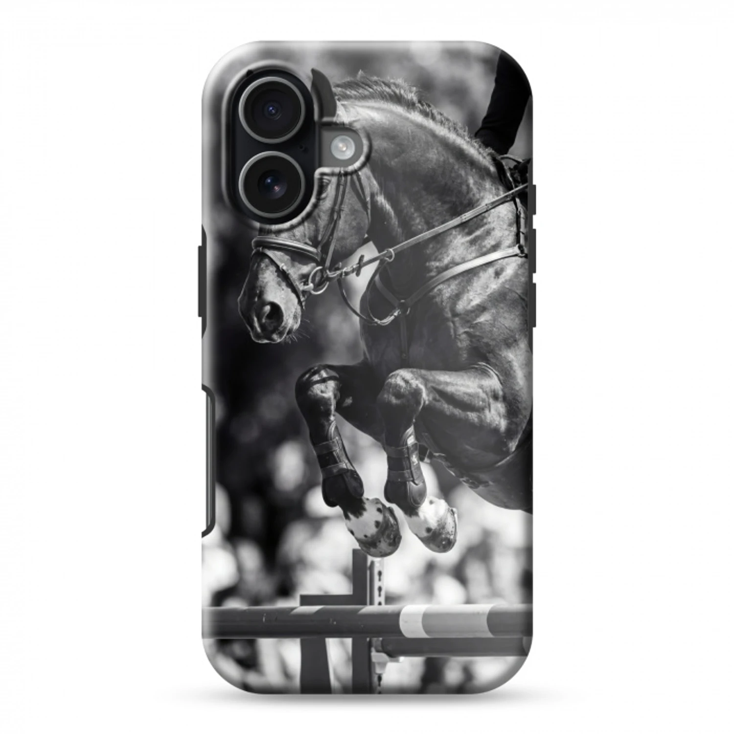 Springen - Paard - Zwart - Wit Toughcase MagSafe Apple iPhone 17 klein -3d