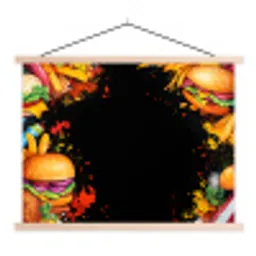 Fastfood - Graffiti - Hamburger - Eten - Modern textielposter latten blank klein -3d