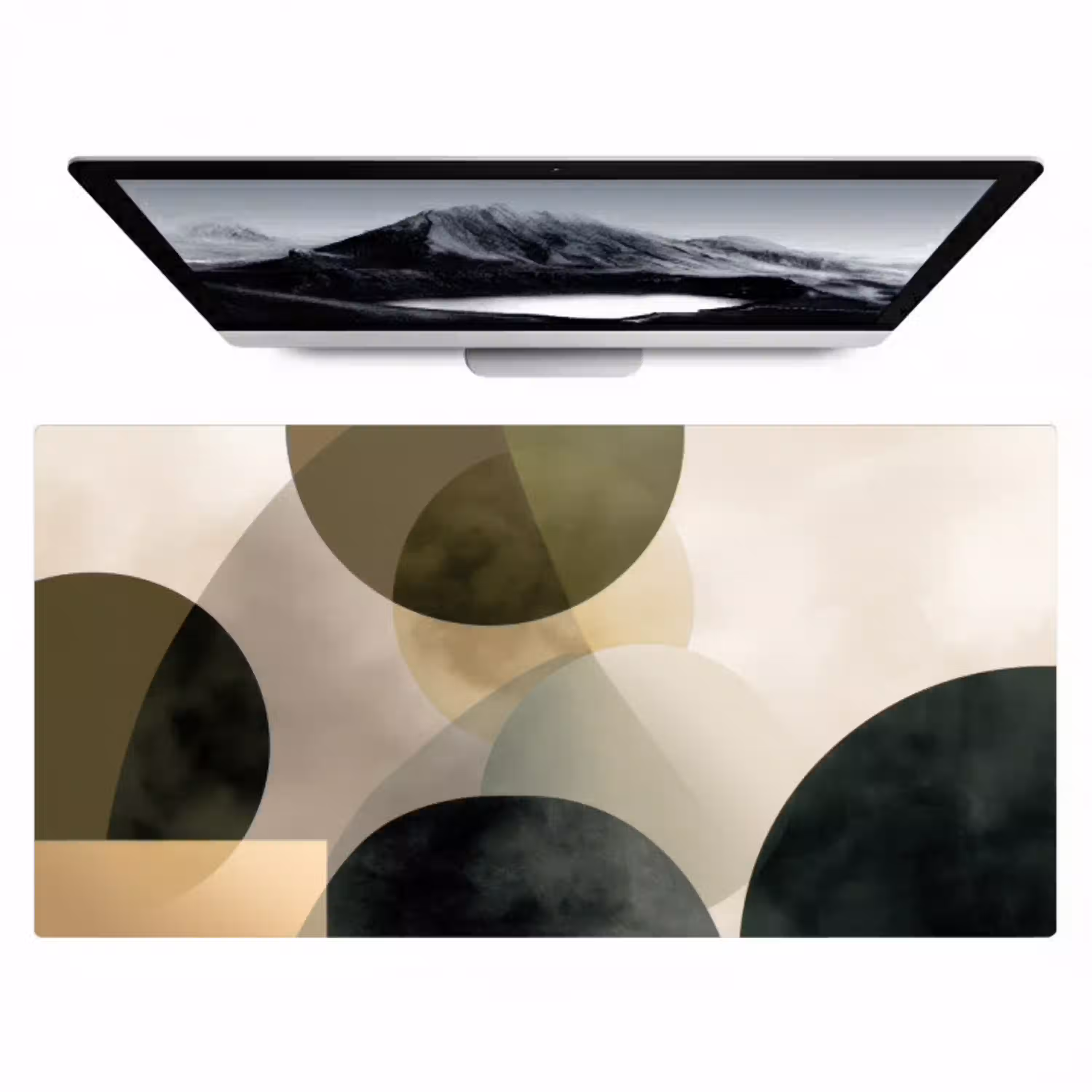 Vlakken - Abstract - Beige - Cirkels Muismat XXL klein -zzz3d