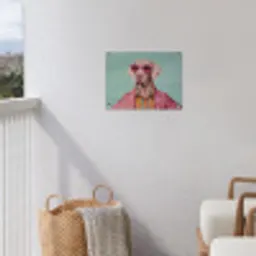 Hond - Overhemd - Bloemen - Bril tuinposter los doek klein -sfeer8