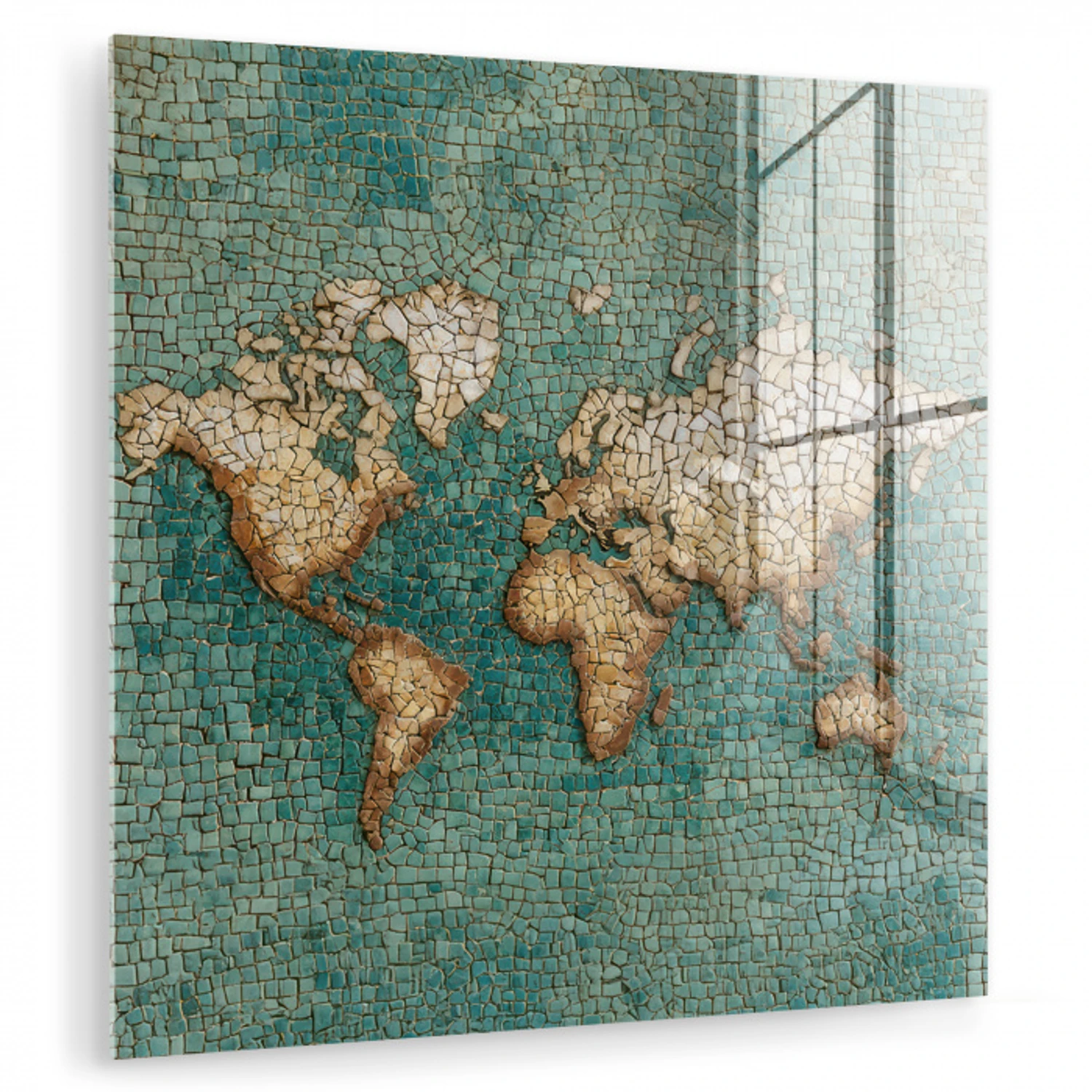 Wereldkaart - Gebroken tegels - Mozaïek plexiglas 5mm klein -zzzproduct_nieuw