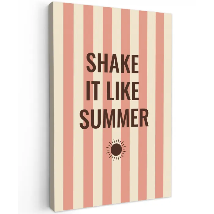 Zomer - Quote - Strepen Tuinposter op houten frame 2 cm dik klein -3d