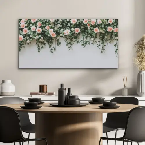 Bloemen - Muur - Rozen - Groen PET vilt middel -sfeer1