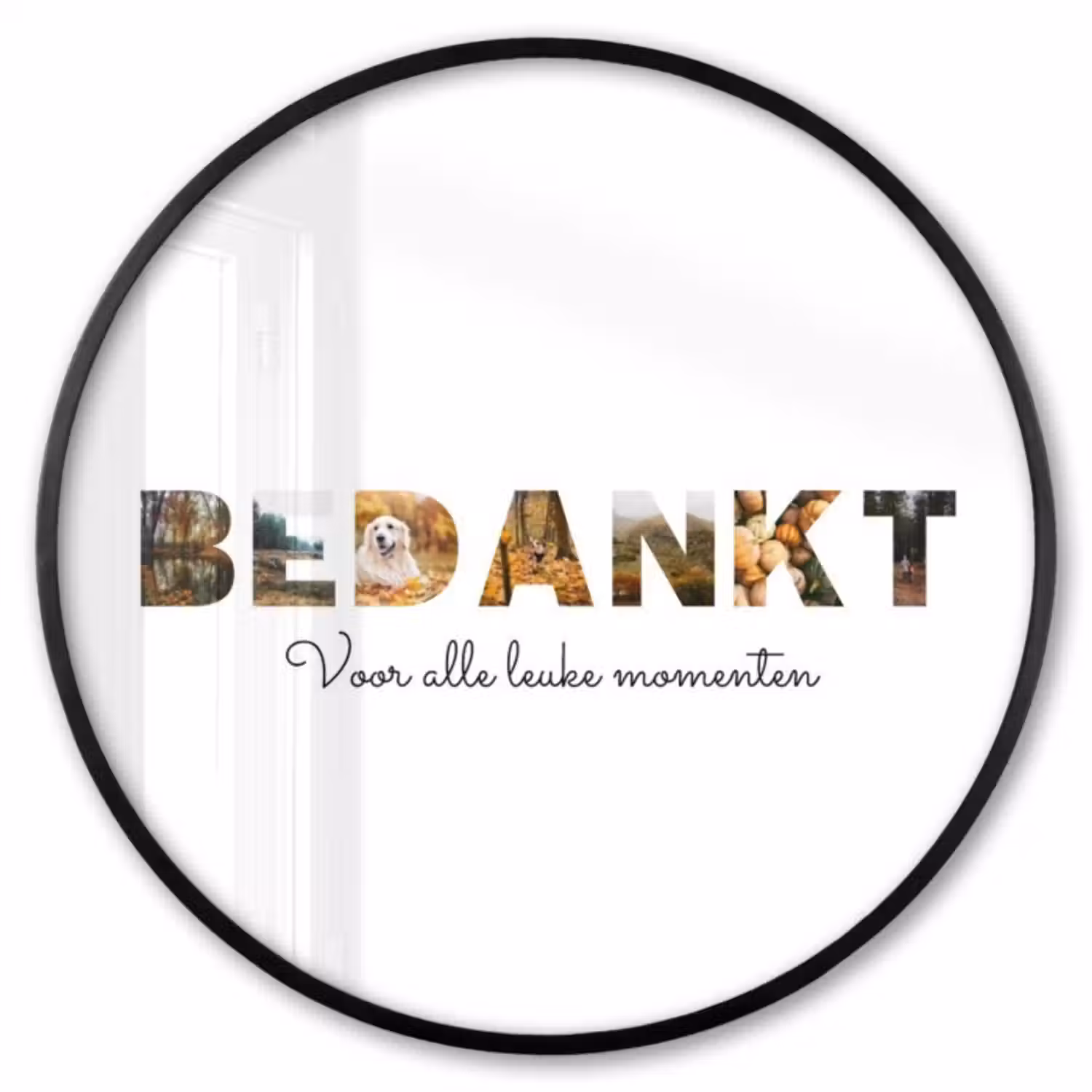 Gepersonaliseerde ronde fotolijst - Bedankt - Lettercollage