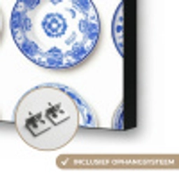 Borden - Bloemen - Patroon - Blauw Textielframe zwart klein 947 -USP_ophangsysteemNL