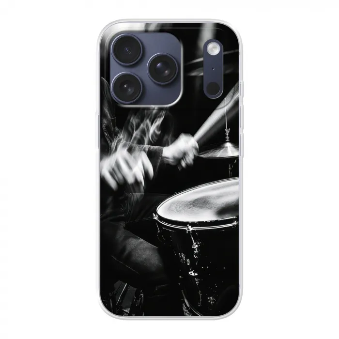Drummer - Zwart - Drumstel Telefoonhoesje iPhone 17 Pro klein -3d