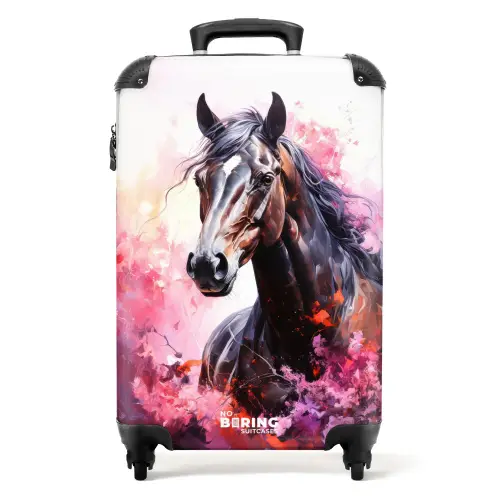 Aquarel paard in kleurexplosie Koffer - NBS - Handbagage middel -productfoto_recht