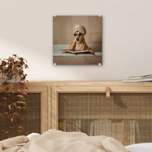 Bad - Hond - Boek - Zonnebril plexiglas 5mm klein -sfeer4