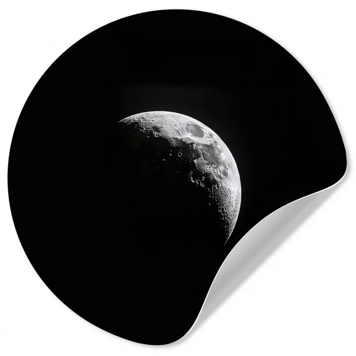Maan - Hemel - Zwart - Schaduw Wandcirkel behangsticker klein -3d