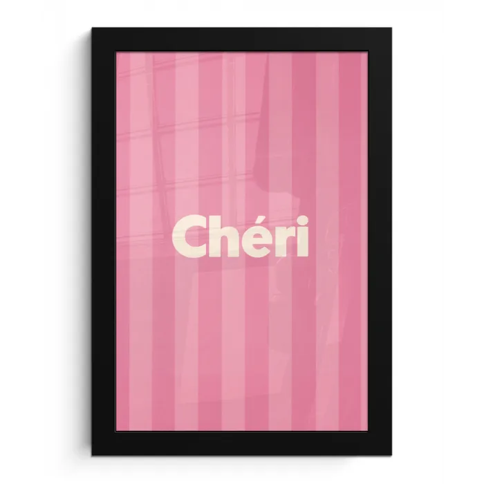 Gestreept - Roze - Chéri fotolijst zwart zonder passe partout klein -3d