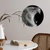 Dieren - Leeuw - Zwart - Wit - Portret Wandcirkel behangsticker klein -sfeer3