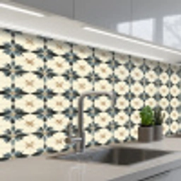 Sierlijk - Ornament - Blauw keuken achterwand 2 middel 871 -3d_schuin