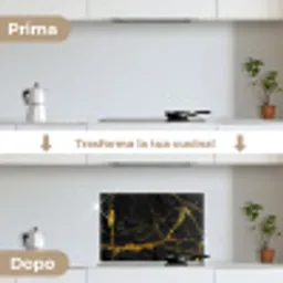 Marmer - Goud - Zwart - Marmerlook - Luxe - Glitter keuken achterwand spatscherm klein -voor_na_IT
