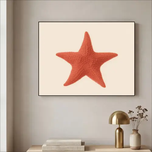 Zeester - Bobbels - Rood Textielframe zwart klein -sfeer2
