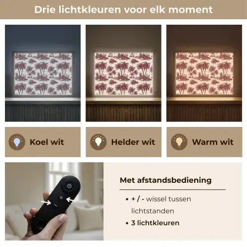 Tropisch - Geometrisch - Bordeauxrood Light Box met batterij (Wandlamp) middel 907 -USP_lichtkleurNL
