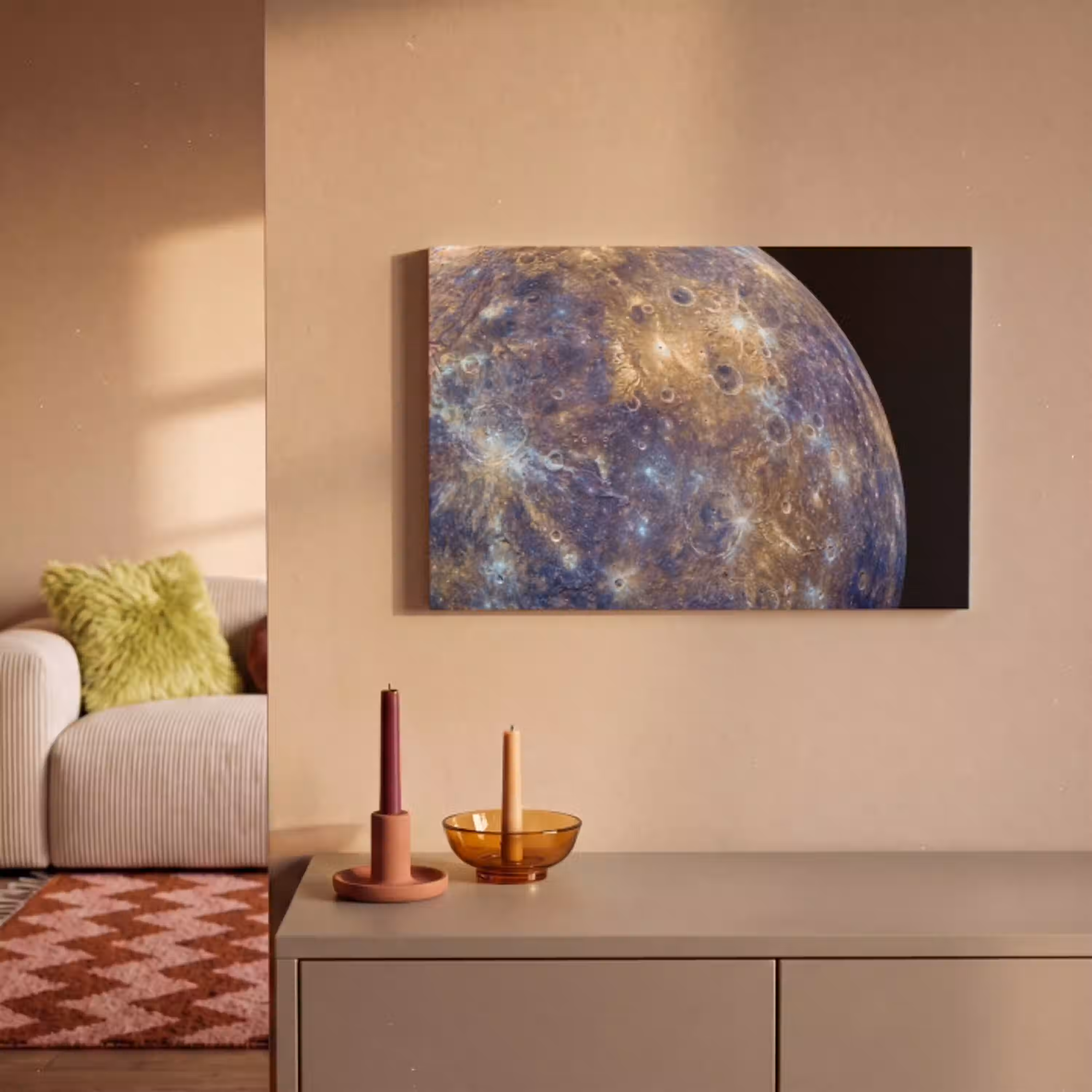 Planeet - Kraters - Ruimte canvas 2cm klein -sfeer1