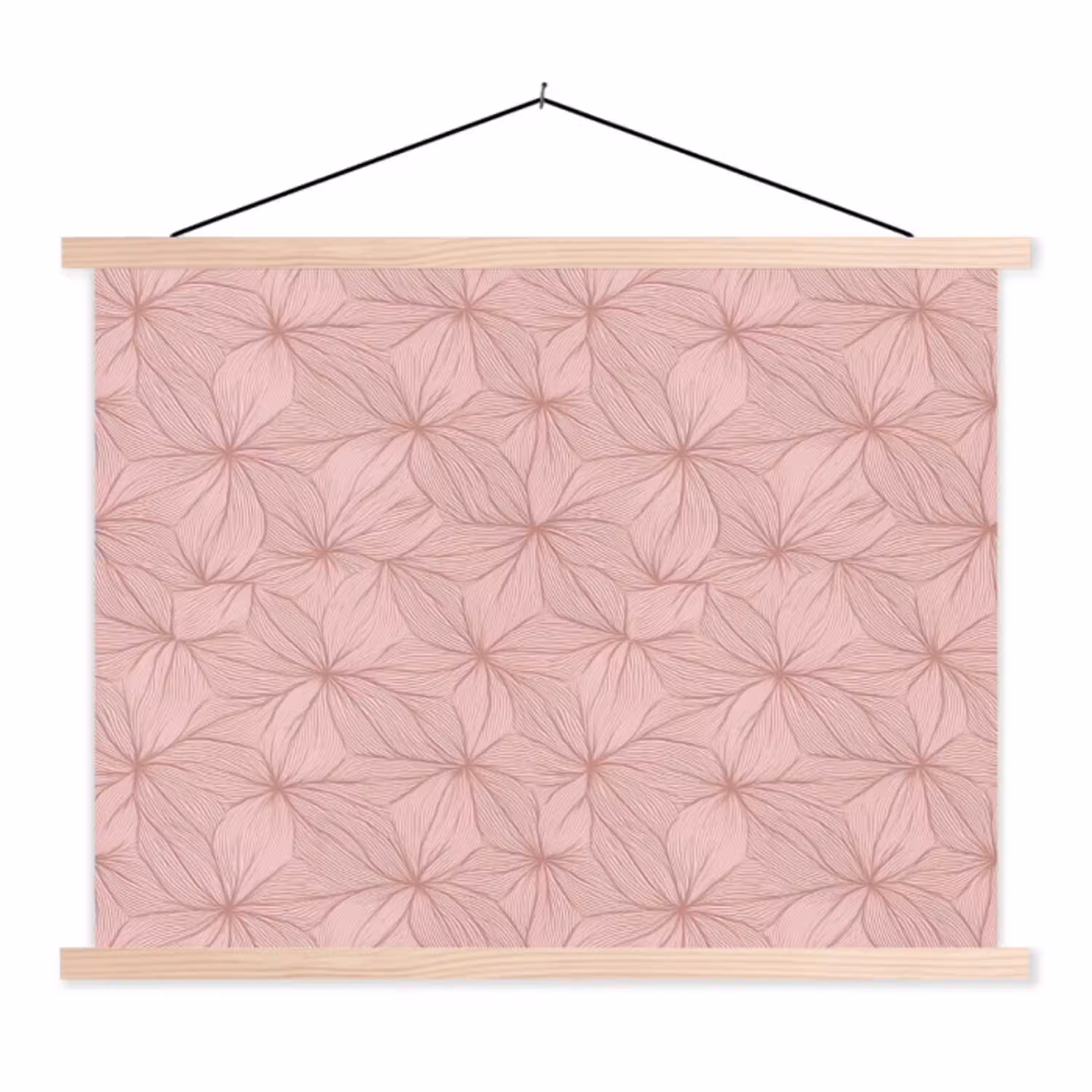 oederroze - Bloemen - Reliëf - Textuur textielposter latten blank klein 122 -3d
